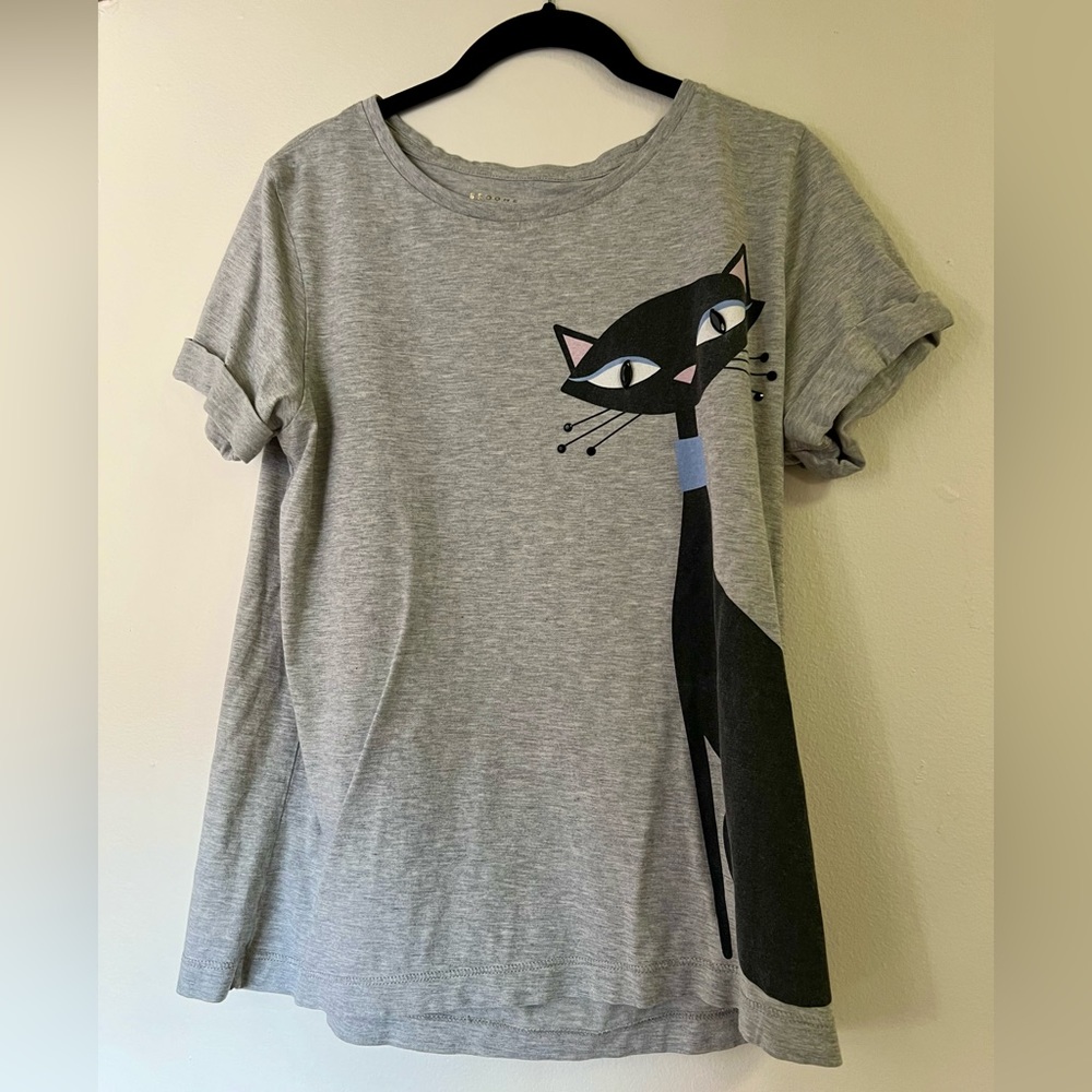 Kate Spade Broome Street Gray Cool Cat Tee